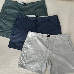 J. Crew Khaki Shorts Bundle - Green, Blue, and Gray Flat Front Shorts